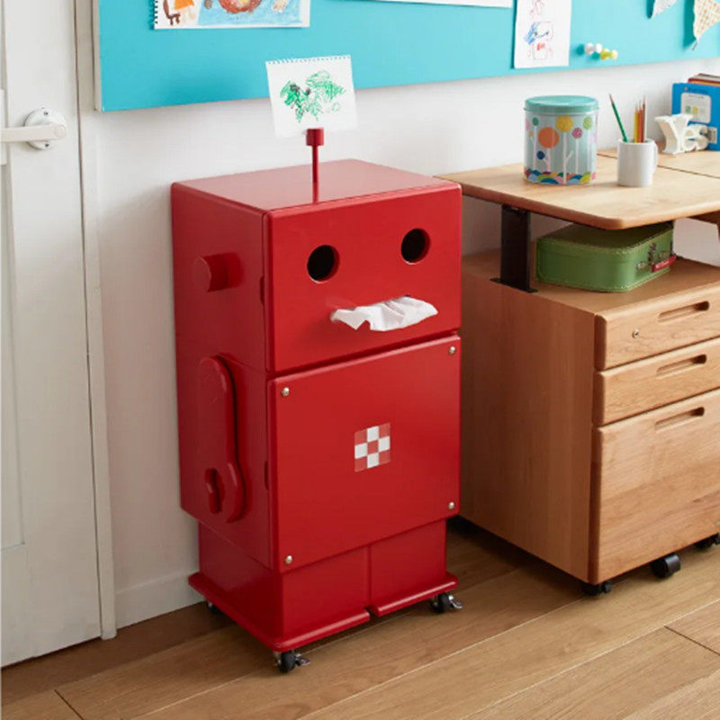Children solid wood small bookcase containing cabinet single bookcase floor toy containing cabinet sanitary paper box robot can be moved