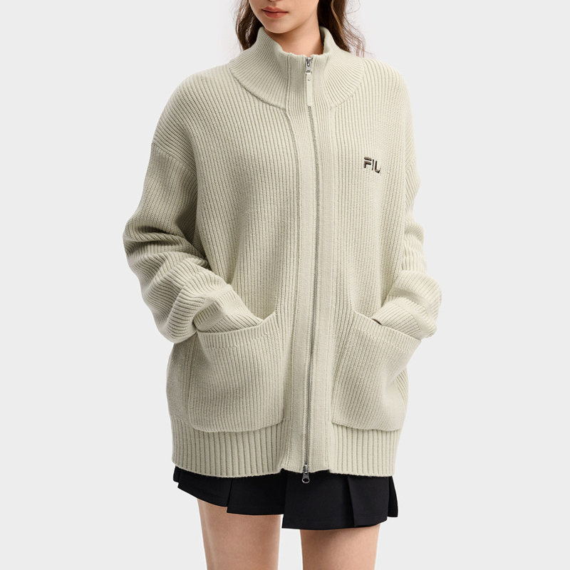 Fila Knitted Cardigan for Men and Women 2026 Winter New Long-Sleeved Sweater Knitted Jacket F51U549405