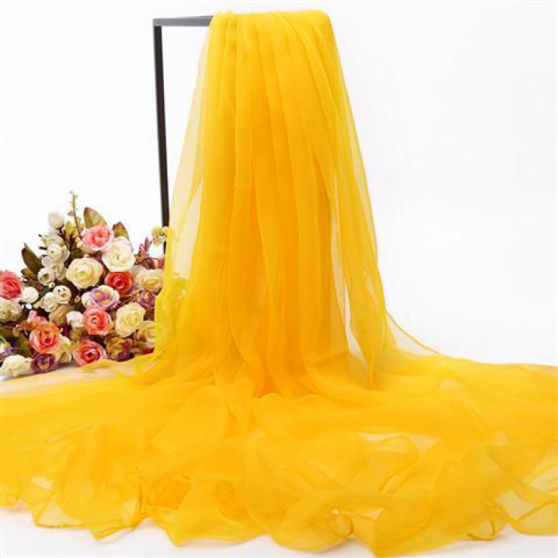 Super soft solid color silk scarf female long version of wild Chiffon scarf shawl Spring and summer sunscreen autumn and winter warm travel beach towel
