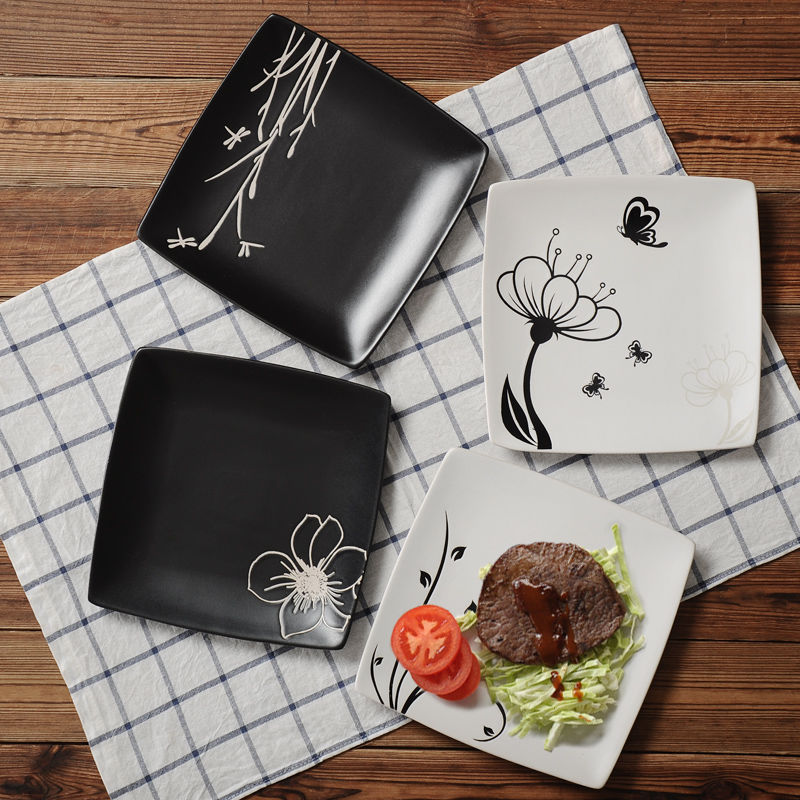 Ceramic dish vegetable dish plates steak Japanese tableware creative household dinner plate hand - made breakfast dishes