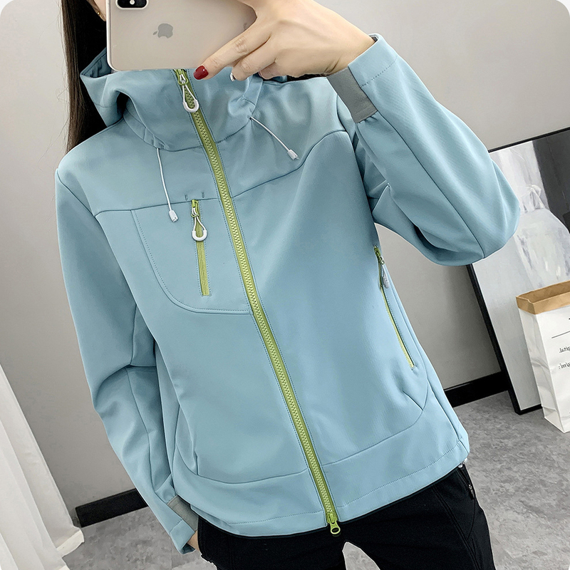 Fleece-Lined Softshell Jacket for Women, Autumn and Winter Outdoor Waterproof, Windproof, Warm, Casual Sports Hiking Mountaineering Workwear Jacket