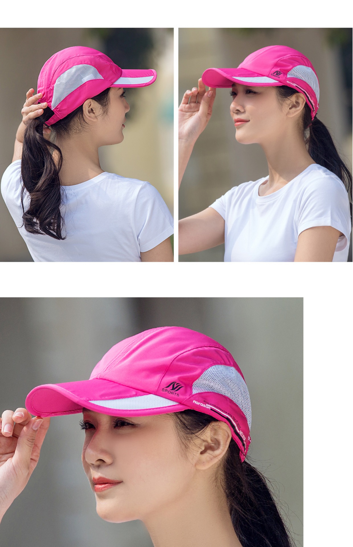 Cặp đôi mùa hè mỏng ngoài trời mũ khô nhanh nữ leo núi đi bộ đường dài thoáng khí lưới lỗ vịt lưỡi golf nam mũ lưỡi trai đen trơn