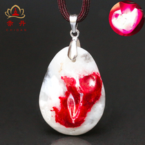  Chidan original cinnabar original ore pendant crystal full translucent inlaid 925 silver female model year of life cinnabar necklace