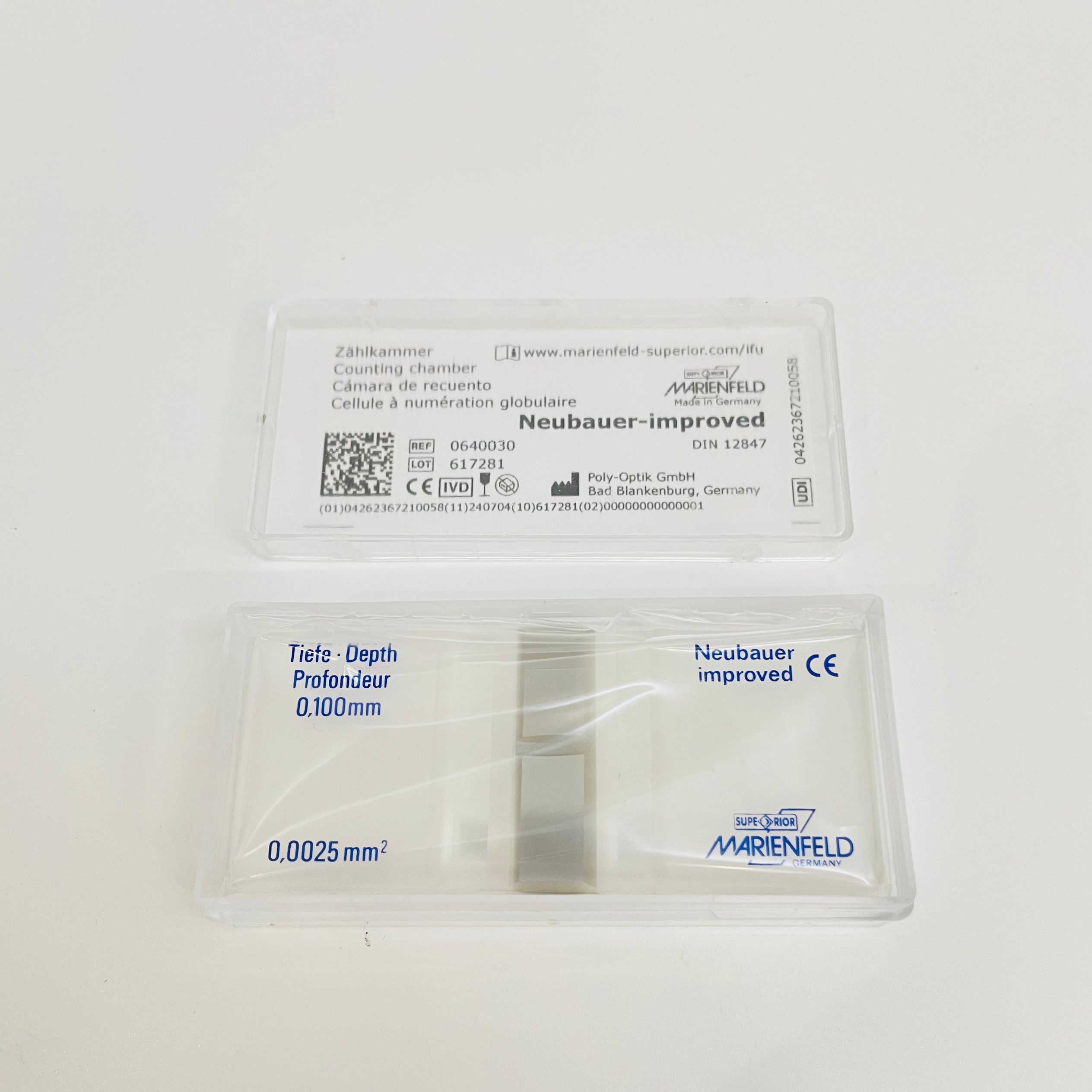 德国进口Marienfeld血球细胞计数板盘0640030亮线银底Bright-Line