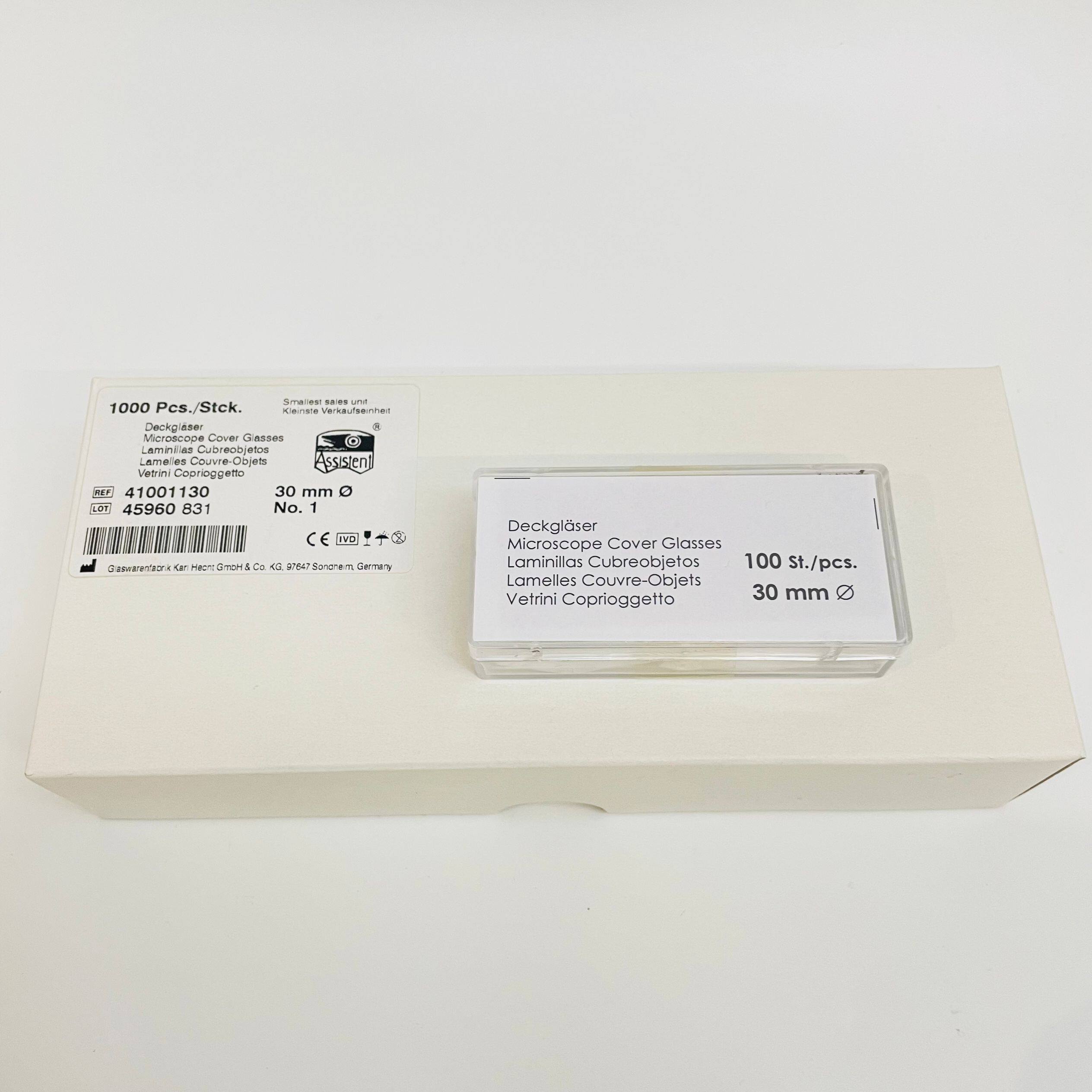 德国进口Assistent圆形盖玻片直径30mm细胞爬片#1号厚度41001130