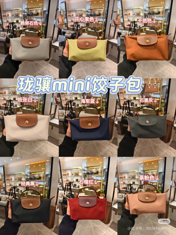 Korean Genuine In-Stock Longchamp Mini Dumpling Bag in Artichoke Green/Graphite Gray/Black Brown/Tomato Red/Paper White Korean Genuine In-Stock Longchamp Mini Dumpling Bag in Artichoke Green/Graphite Gray/Black Brown/Tomato Red/Paper White