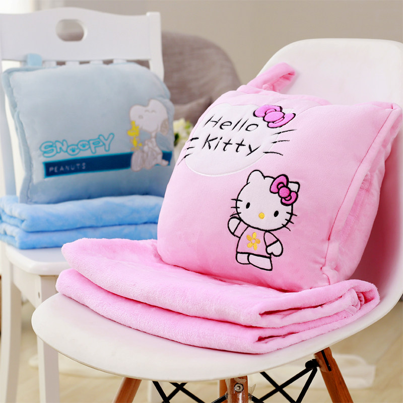 Cute warm hand covered with pillow quilt Dual-use Back Cushion Office Lunch Break Sleeping Pillow Air Conditioning Quilted by Coral Fleece Blanket