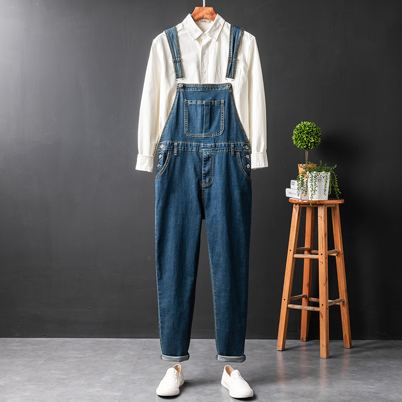 Nostalgia Retro Denim Cuddling Bag Pants Men's Han Version Sashimi Smoke Pipe Pants Stretch 100 Lovers Connected with Pants Man