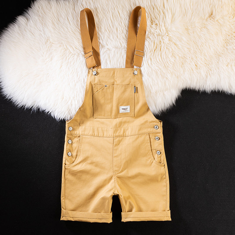 Amei Casual Work Shorts for Men, Summer Trendy Brand Loose-Fitting Five-Point Shorts, Men's Khaki Retro Overalls