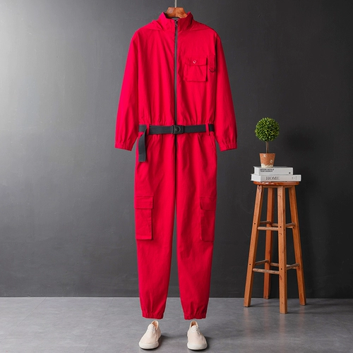 Осенний красный комплект в стиле хип-хоп с капюшоном, штаны