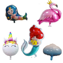  Mermaid cloud balloon Flamingo Unicorn cartoon aluminum foil party balloon Ocean swan balloon