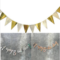 Holiday party dress up ins baby year-old gold silver pennant one-piece birthday bunting