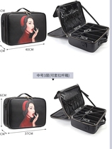 Leather large-capacity PU tool box cosmetic bag customized makeup three-layer professional makeup with makeup box printed with logo