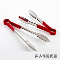Stainless steel red silicone handle anti-hot hand steak clip Bread barbecue bento vegetable fried food clip