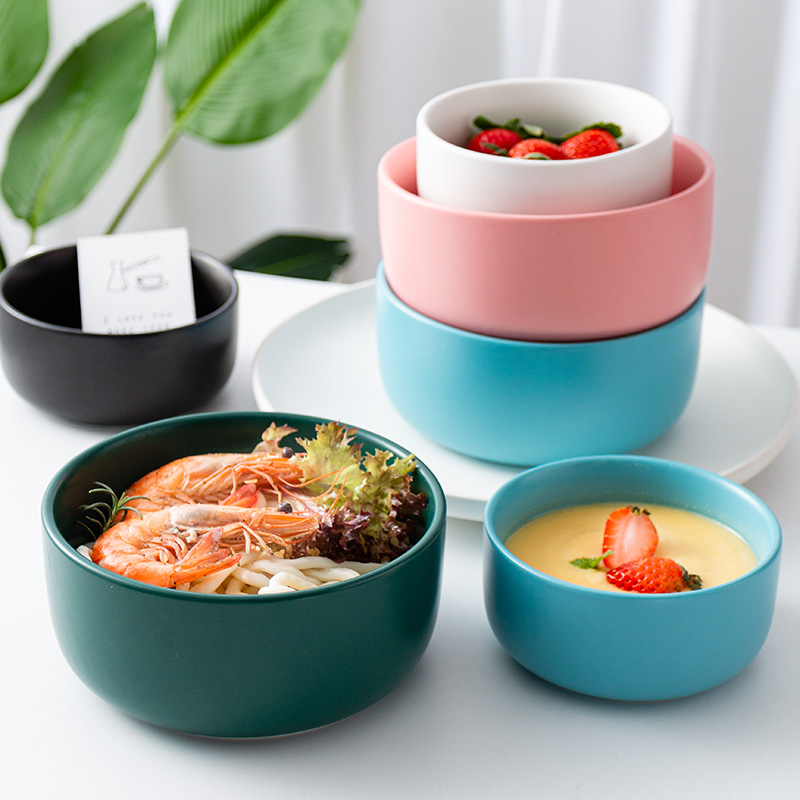 Creative Eating Bubble Noodles Bowl Home Day Style Noodles Bowl Fruit Salad Bowl Lanoodle Personality Student Rice Bowl ceramic single