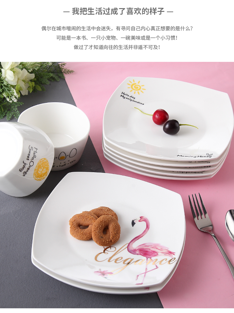 Đĩa gốm Món ăn phương Tây bít tết nhà tấm ăn sáng Nhật Bản món ăn trẻ em Tấm phương Tây sáng tạo muỗng ăn cơm