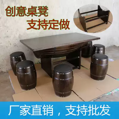 Custom oak barrels, wine barrels, tables and stools, living room coffee tables, dining tables, dining tables, dining tables, bars, round wooden barrels, tables and stools, household