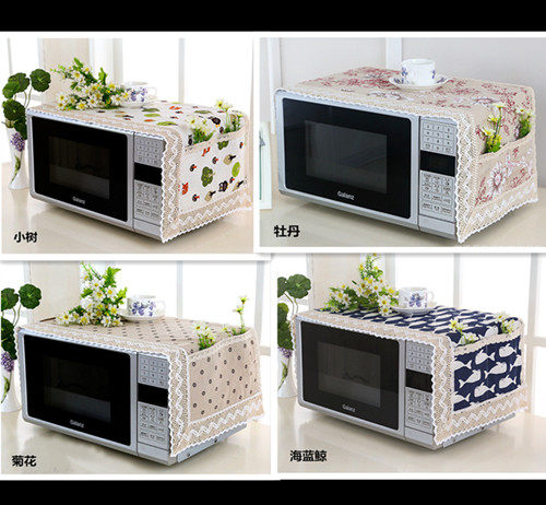Microwave oven cover towel Microwave oven cover cloth Dust cover Microwave oven dust cover Linen antibacterial refrigerator towel cover cloth