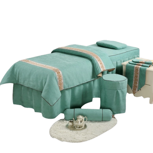 Косметический массажер, комплект, косметическое покрывало, для салонов красоты, увеличенная толщина, 4 предмета, простой и элегантный дизайн, из хлопка и льна