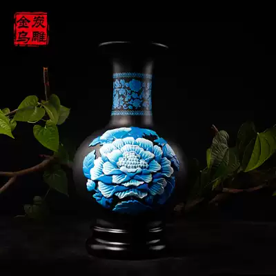 Jinwu charcoal carving rich and noble hibiscus celestial bottle creative craft gift decoration Vase decoration home decoration suction formaldehyde