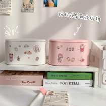 ins wind desktop press-type small trash can Bedroom creative furniture Girl heart paper basket household cute storage box