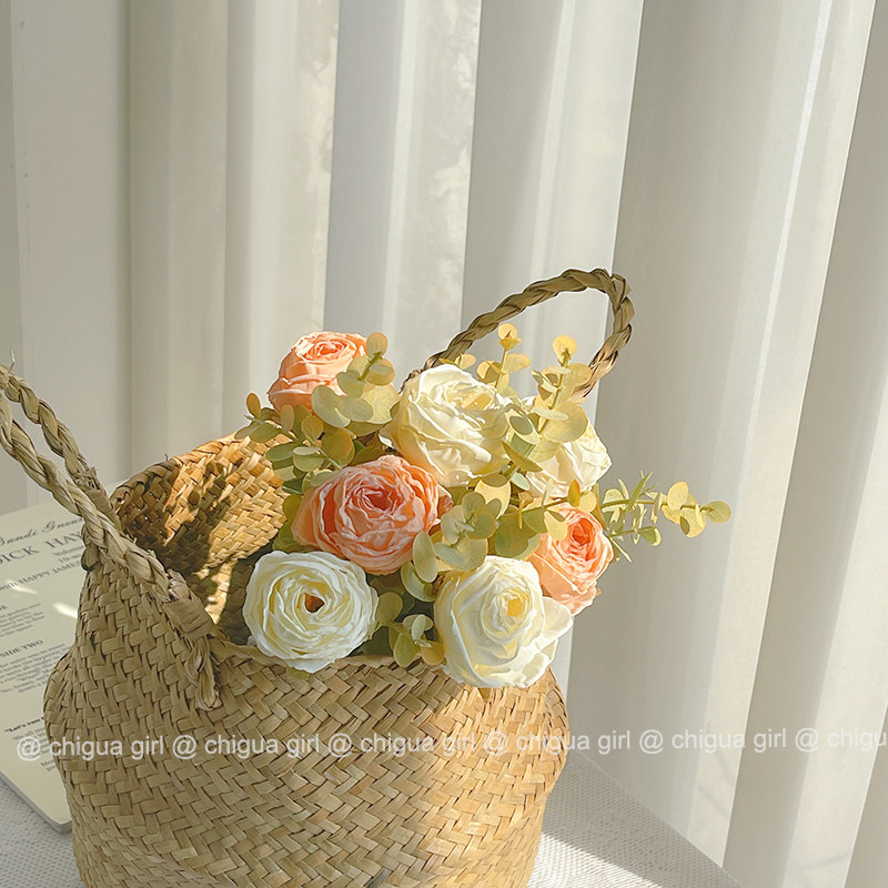 Grilled Side Retro Emulation Flowers Rose Fake Flowers Dried Flower Bouquet Furnishing Living-room Decoration Floral Swing Pieces Photo Props