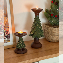 Christmas tree candlestick resin decoration desktop entrance hall ornaments ins retro photo prop candle pedestal high-end
