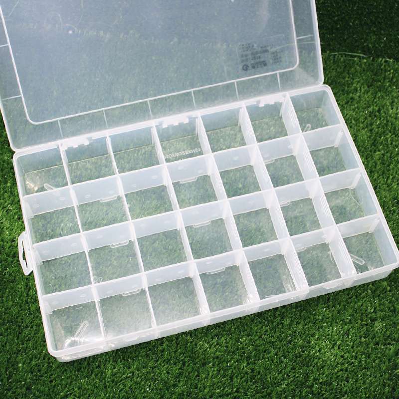Plastic transparent parts box thickened covered classified grid tool box electronic components box hardware screw containing box