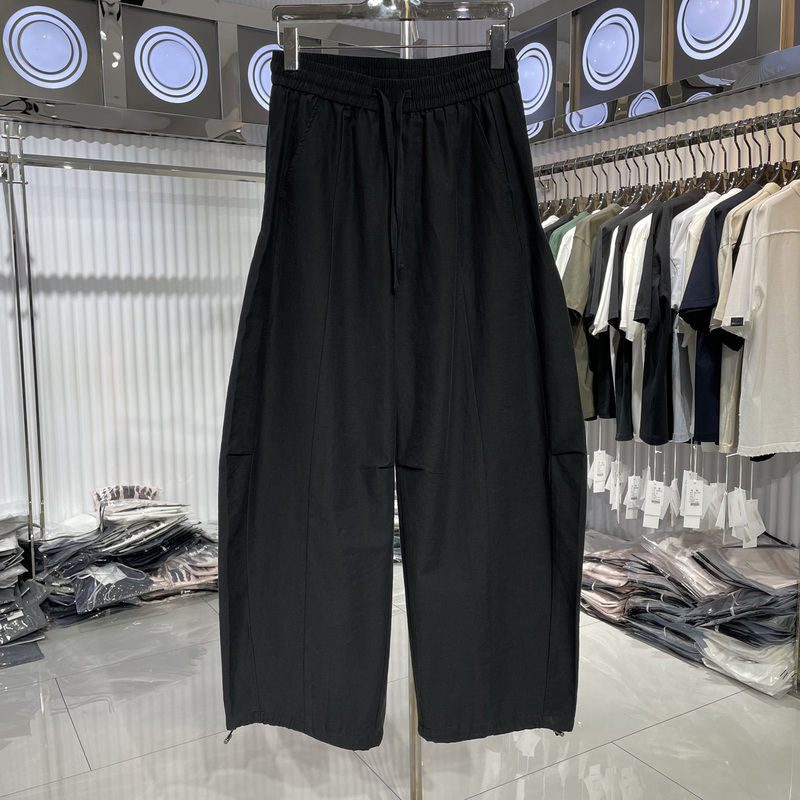 High-Quality American-Style Minimalist Wide-Leg Pants for Men, Summer Lightweight Breathable Cool-Feel Cool and Stylish Loose Drawstring Long Pants