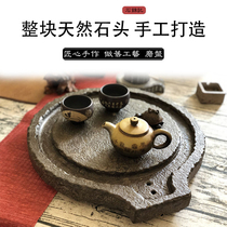 Natural stone stone tea tray Bluestone retro stone mill tea set Stone tea table Tea sea household simple round tea maker