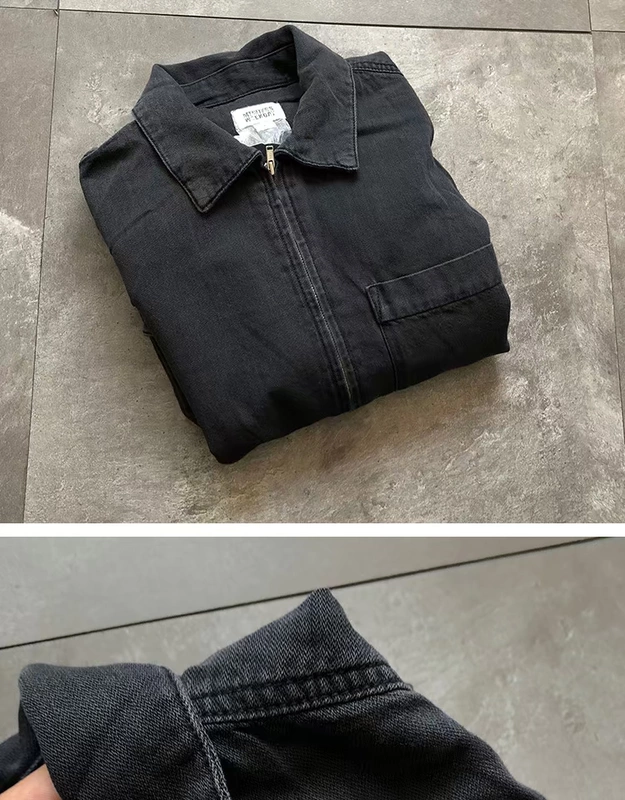 Áo khoác mùa thu nam Retro Lapel Áo khoác nam cotton hàng đầu được giặt màu xanh nhuộm quần áo bảo hộ lao động rộng Kích thước lớn áo khoác nam