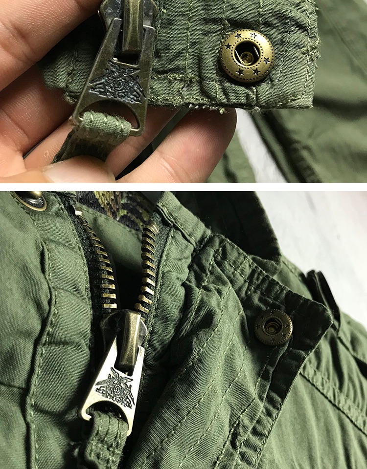 Mùa thu nam áo mỏng Bông giặt cũ retro M65 quân đội nhiều túi đứng cổ áo khoác nam áo khoác gió nam cao cấp