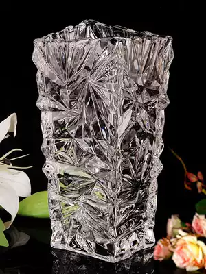 Flyvints European glass vase transparent hydroponic rich bamboo Lily stripe vase living room flower arrangement