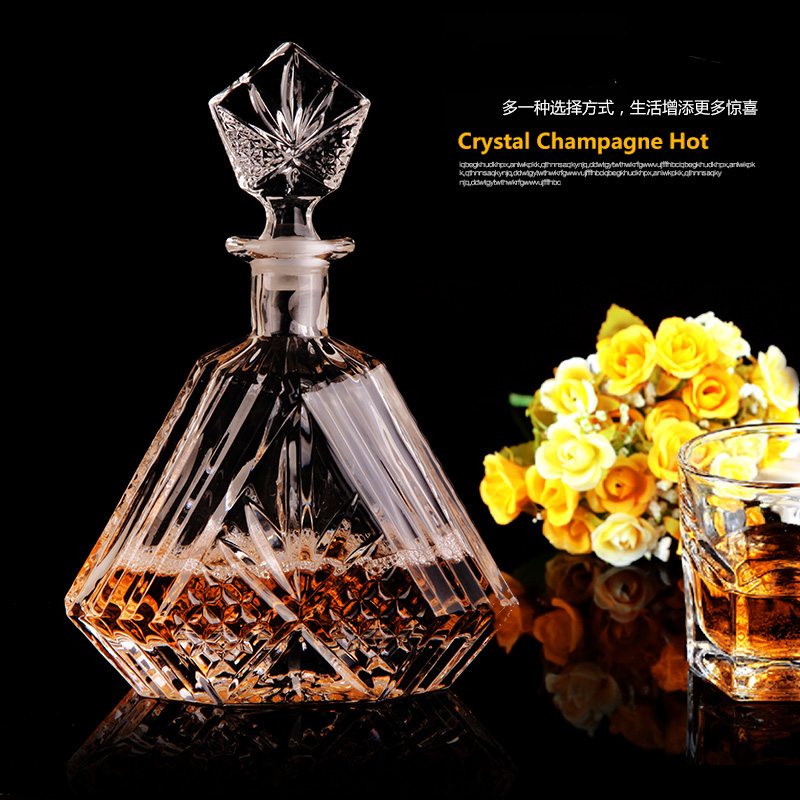 Big Number Crystal Glass Wine Bottle Creative Red Wine Decanter Home Whisky Bottle With Lid Foreign Wine Bottle White Wine Container