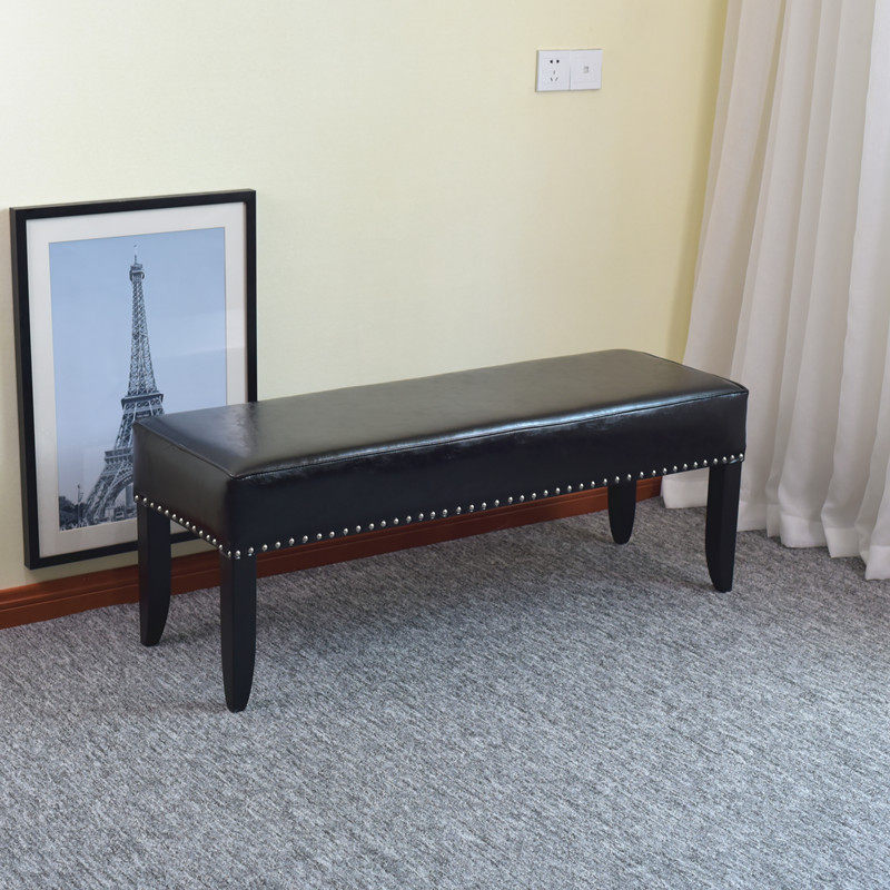 Entrance shoe changing stool solid wood sofa bench fitting room leather stool shoe store trial shoe stool American bed end stool rest stool