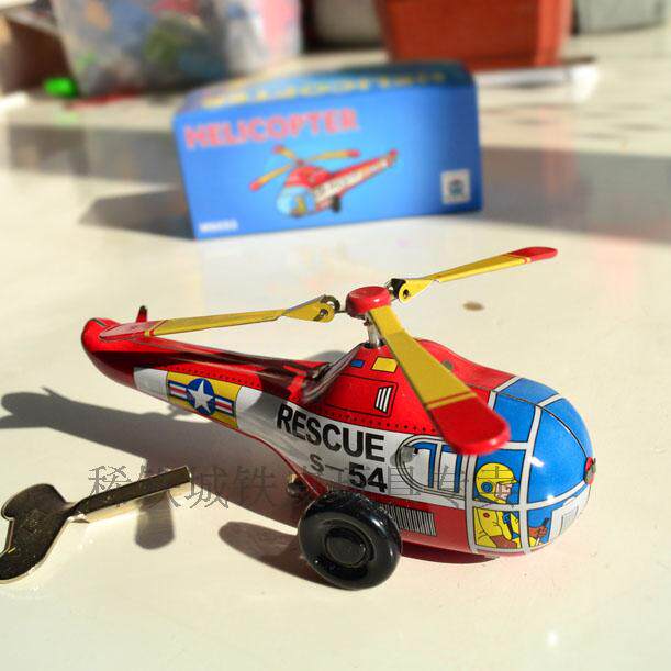 Post-80s nostalgic clockwork iron toy domestic product traditional parent-child winding birthday gift decoration helicopter