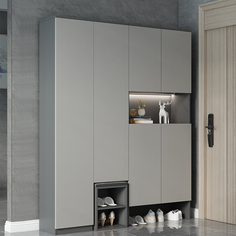 Shoe cabinet home door large-capacity balcony storage storage cabinet small apartment entrance door integrated against the wall foyer entrance cabinet
