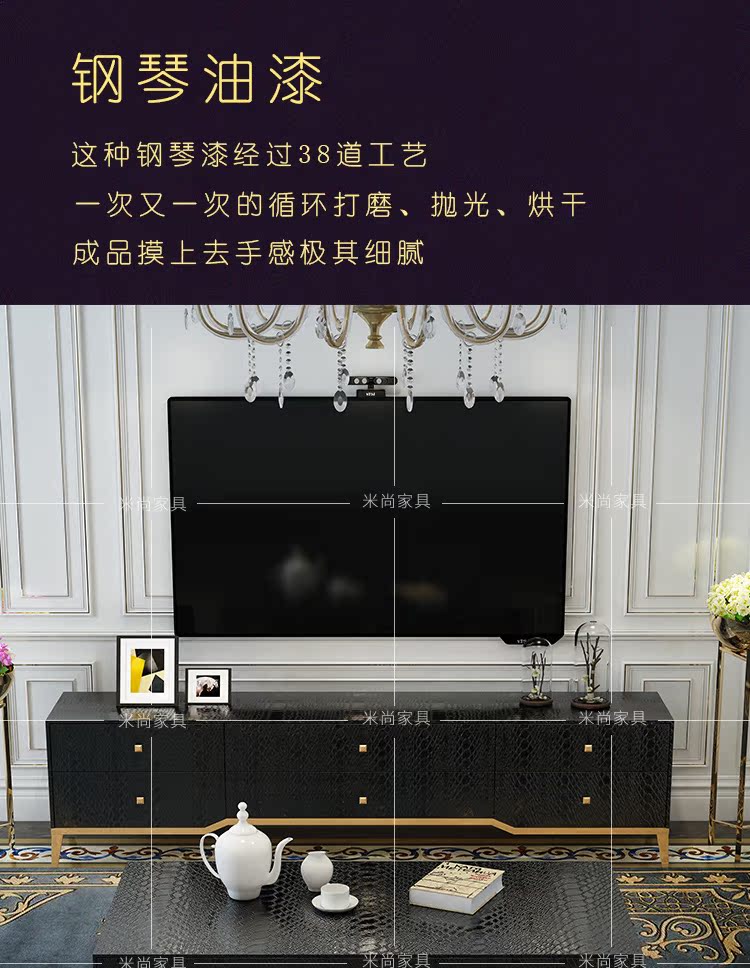 Bàn cà phê tối giản hậu hiện đại kết hợp tủ TV kết hợp căn hộ nhỏ ánh sáng sang trọng sơn trắng tủ phòng khách - Bộ đồ nội thất kệ trang trí phòng khách