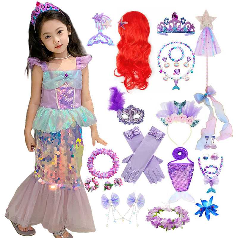 Mermaid Princess Dress for Girls 2026 New Style Mermaid Fishtail Sea Daughter Cosplay Super Pretty Dress