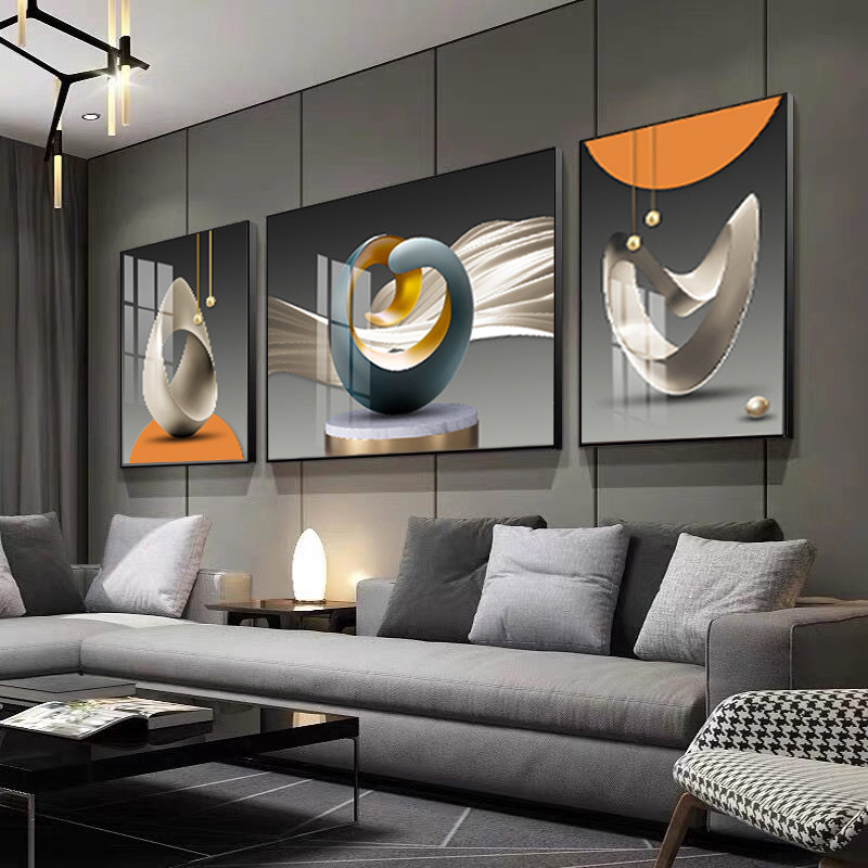 Modern minimalist triptych abstract hanging painting Nordic style living room decoration painting light luxury sofa background wall restaurant wall painting