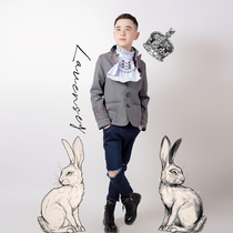 LAVENSEY Inrons new flower boy suit walking show with gentlemans wind Western-style clothes grey boy stage costume