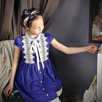 Lavensey Le Wenxi Childrens Wear 2022 Summer New Girls Pleated Sweet Wind Lace Skirt Dress