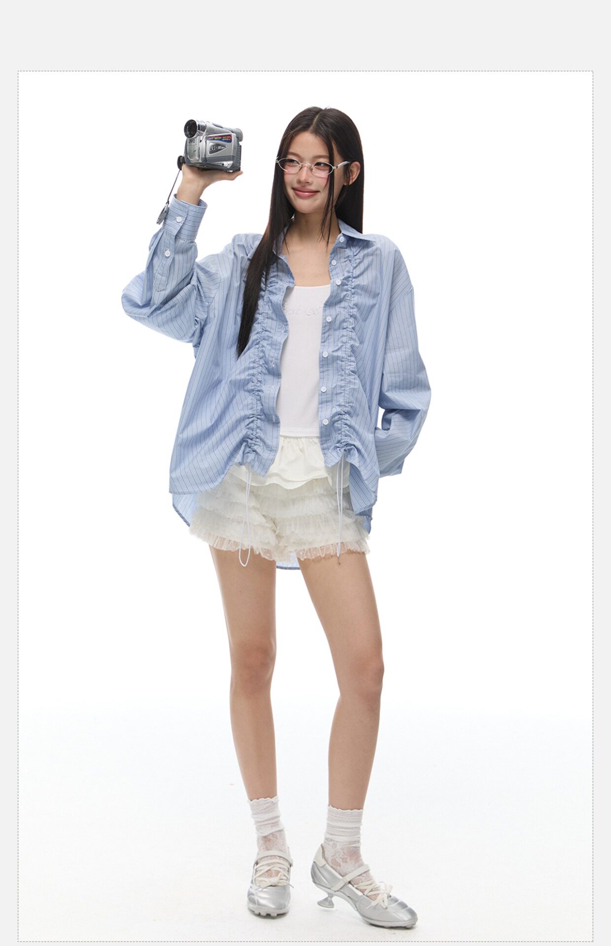 Тонкий лонгслив для отдыха, летняя рубашка, на шнурках, оверсайз 