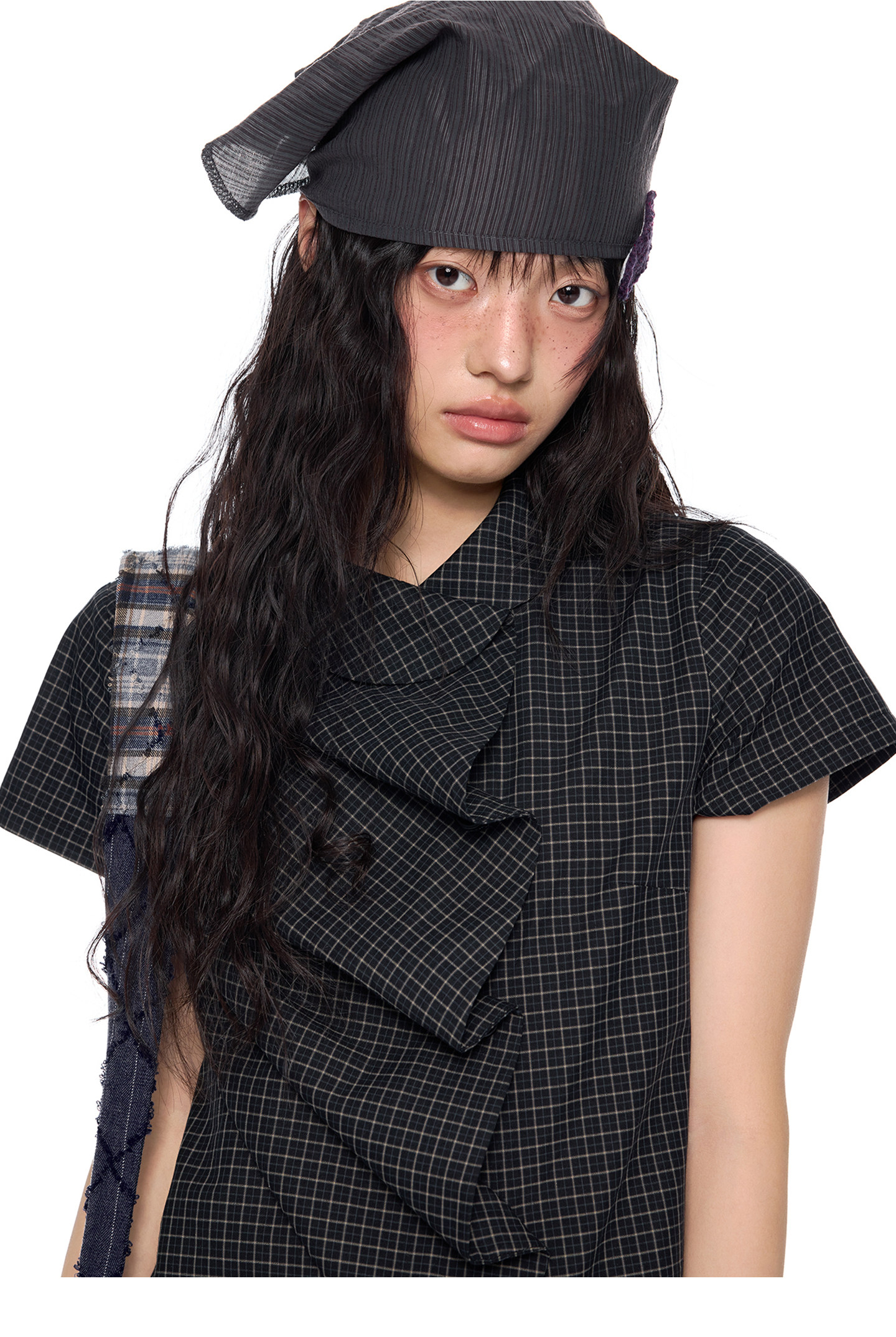 EZEK Gingham Puff Sleeve Blouse