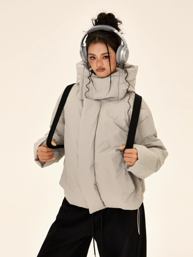 Белый бархатный зимний пуховик, корейская куртка, утиный пух, в корейском стиле, свободный крой