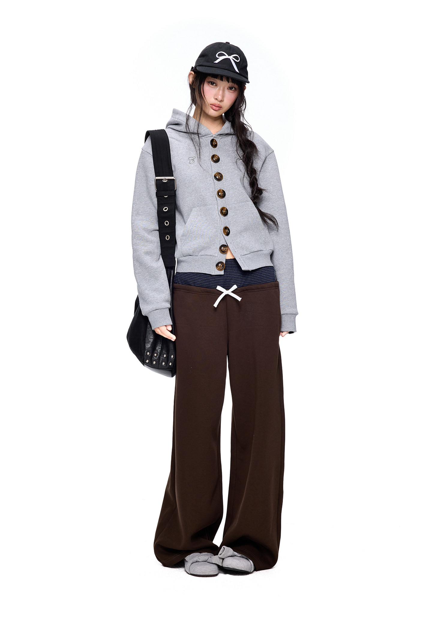 EZEK Multi-Button Embroidered Cropped Hoodie