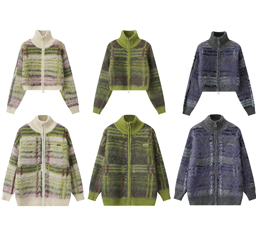 Оригинальный дизайнерский ретро демисезонный свитер, куртка, трикотажный кардиган, в американском стиле, оверсайз