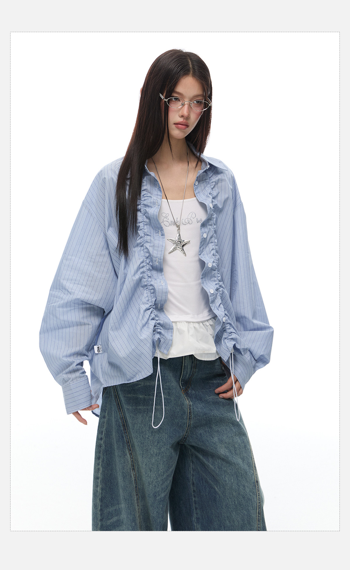 Тонкий лонгслив для отдыха, летняя рубашка, на шнурках, оверсайз 