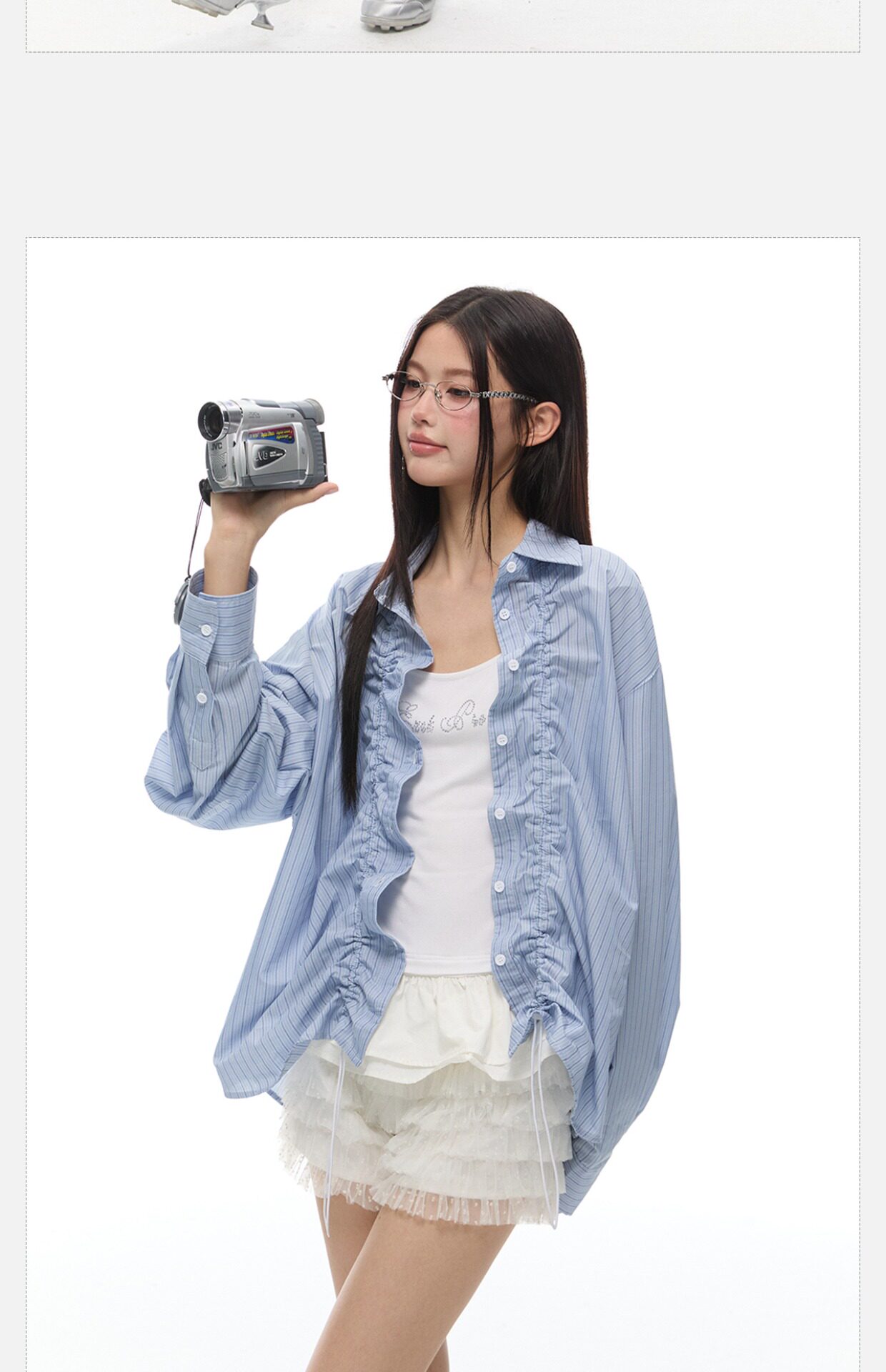 Тонкий лонгслив для отдыха, летняя рубашка, на шнурках, оверсайз 