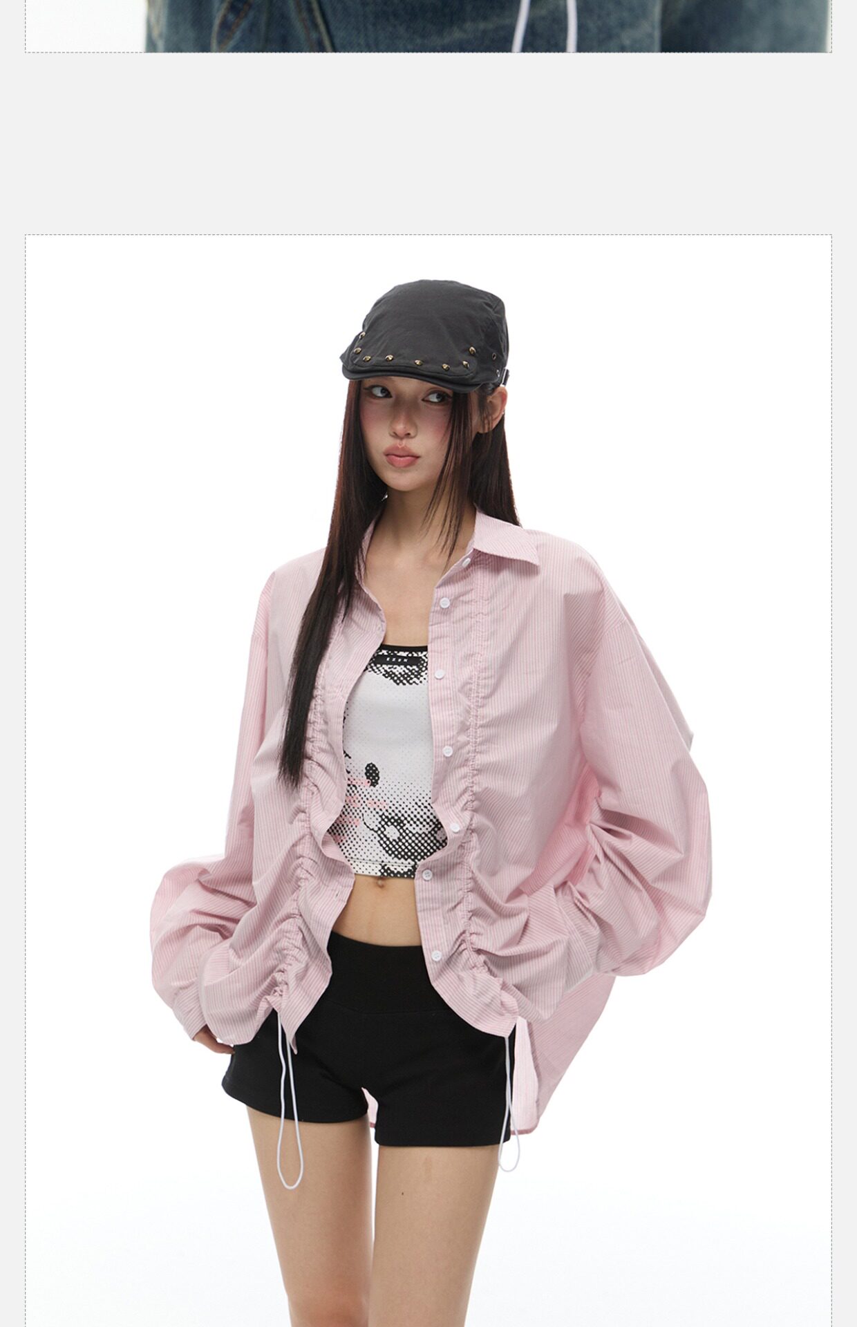 Тонкий лонгслив для отдыха, летняя рубашка, на шнурках, оверсайз 